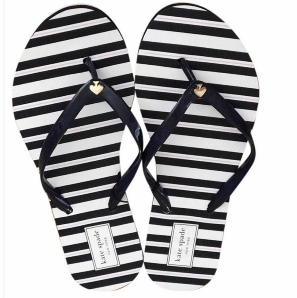 KATE SPADE | Navy/Pink Striped Women's Flip Flops